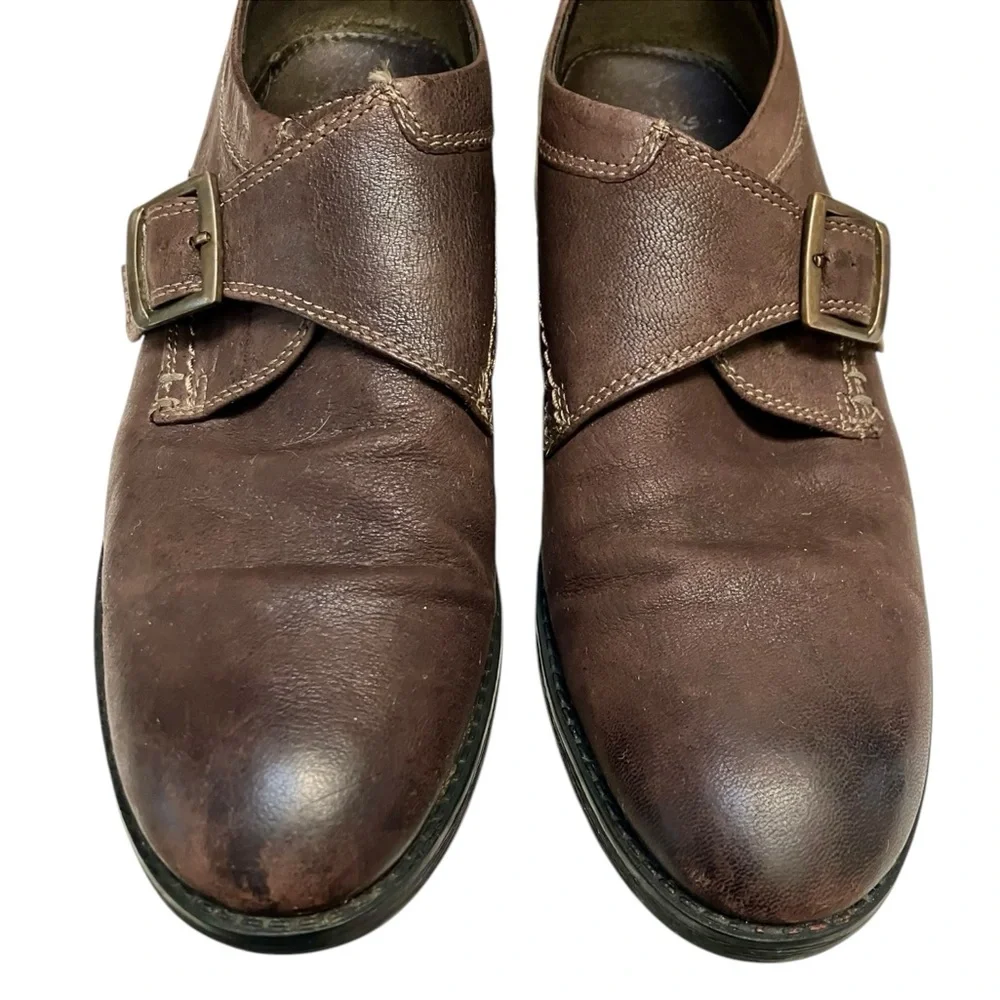 Clarks Brown Leather Delsin Stride Monk Strap Loafer Men’s Size 9.5M